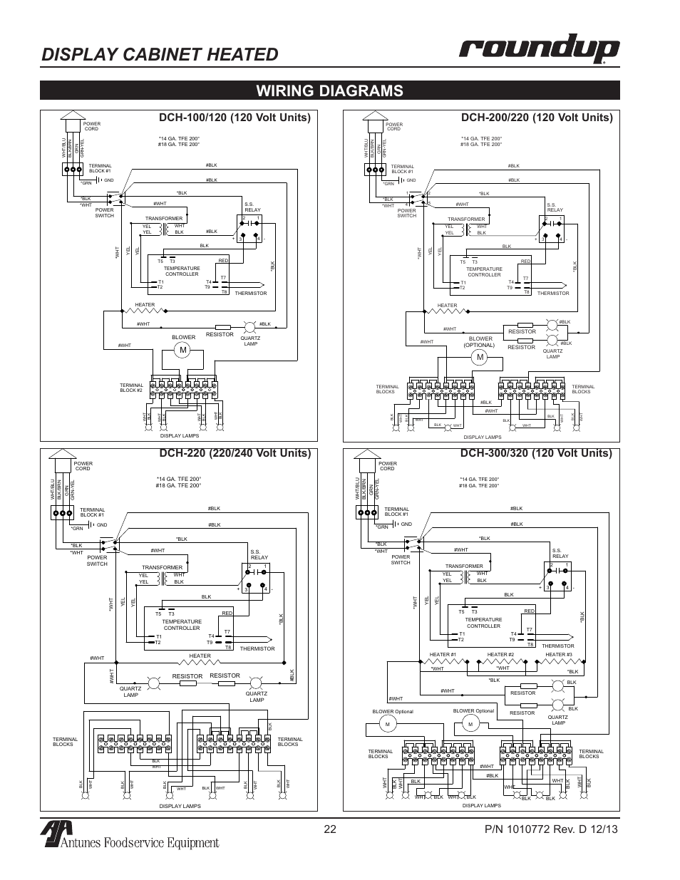 Display cabinet heated, Wiring diagrams | A.J. Antunes & Co DCH-320 9500550 User Manual | Page 22 / 24