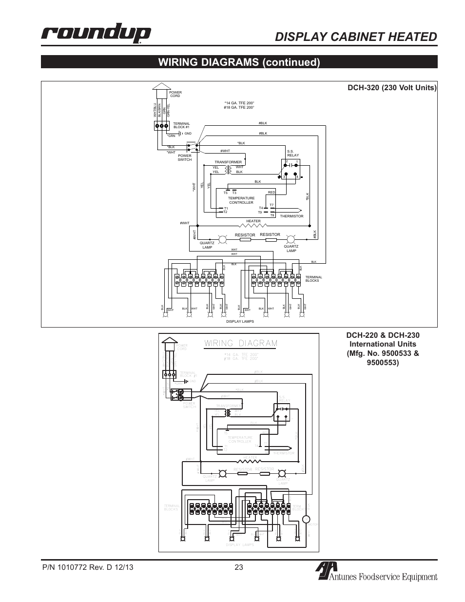 Display cabinet heated, Wiring diagrams (continued), Wiring diagram | A.J. Antunes & Co DCH-320 9500550 User Manual | Page 23 / 24
