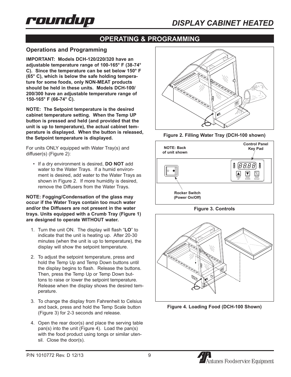 Display cabinet heated, Operating & programming, Operations and programming | A.J. Antunes & Co DCH-320 9500550 User Manual | Page 9 / 24