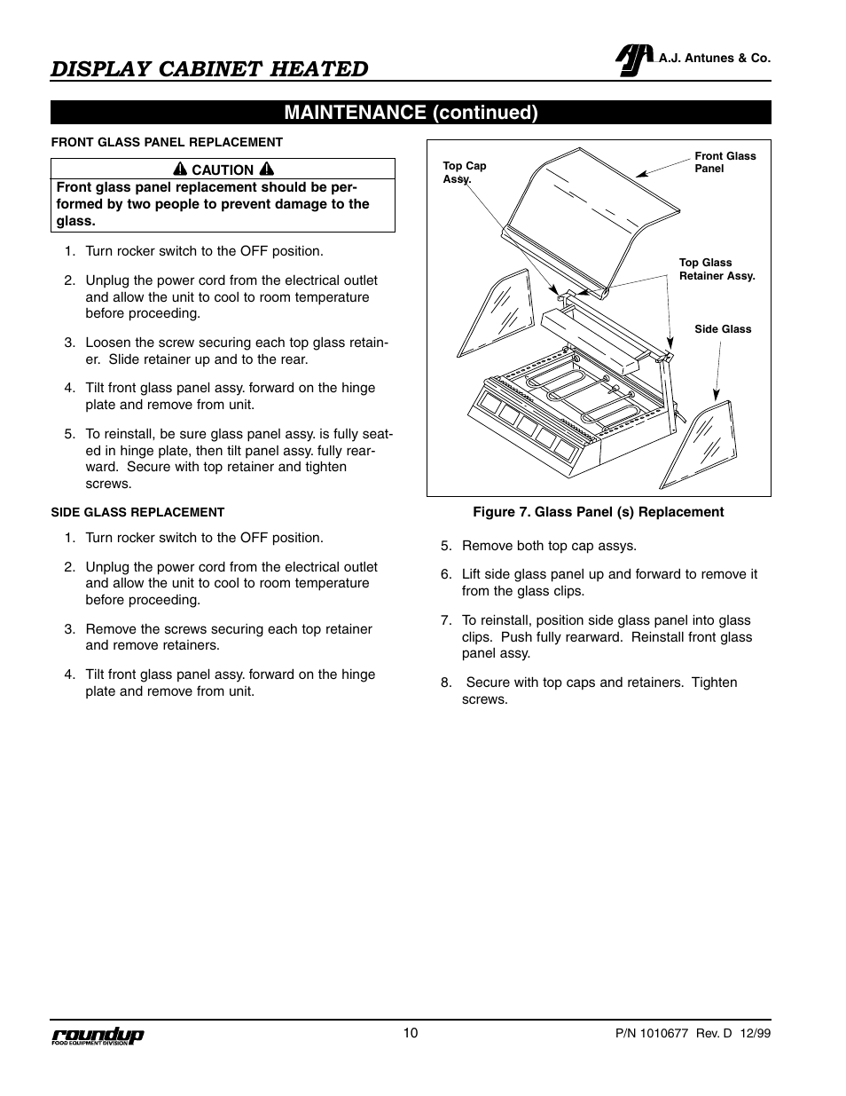 Display cabinet heated, Maintenance (continued) | A.J. Antunes & Co DCH-22 9020485 User Manual | Page 11 / 22