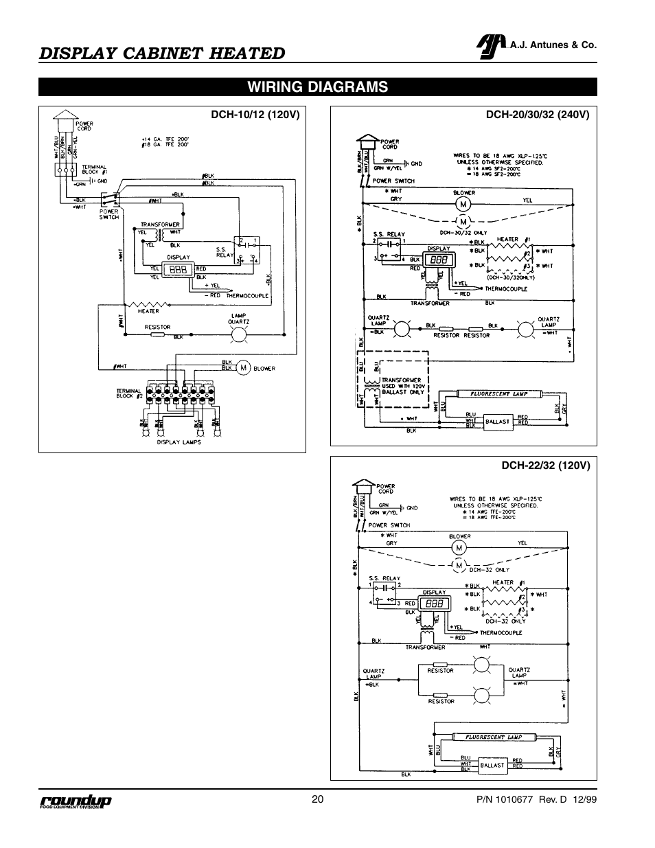 Display cabinet heated, Wiring diagrams | A.J. Antunes & Co DCH-22 9020485 User Manual | Page 21 / 22