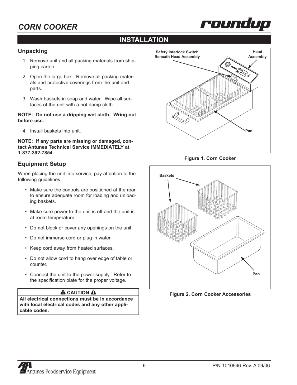 Corn cooker, Installation | A.J. Antunes & Co CCC-20T 9600220 User Manual | Page 6 / 16