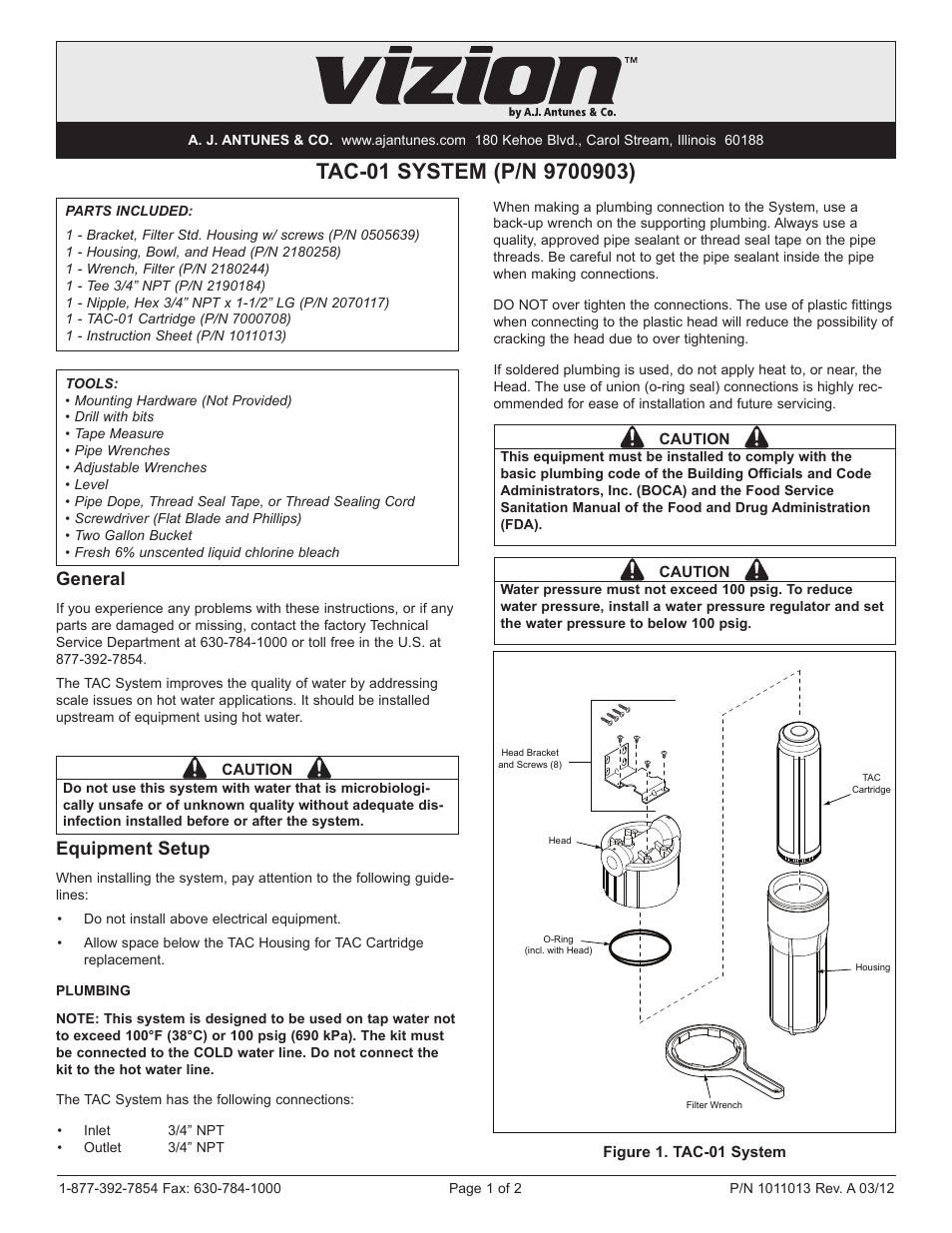 A.J. Antunes & Co TAC-01 9700903 User Manual | 2 pages