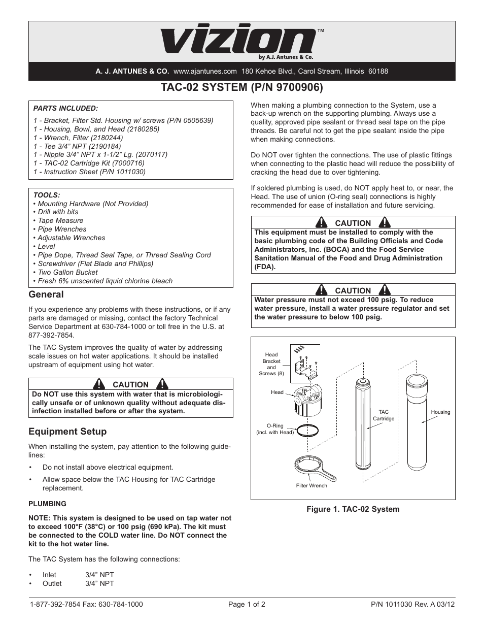 A.J. Antunes & Co TAC-02 9700906 User Manual | 2 pages