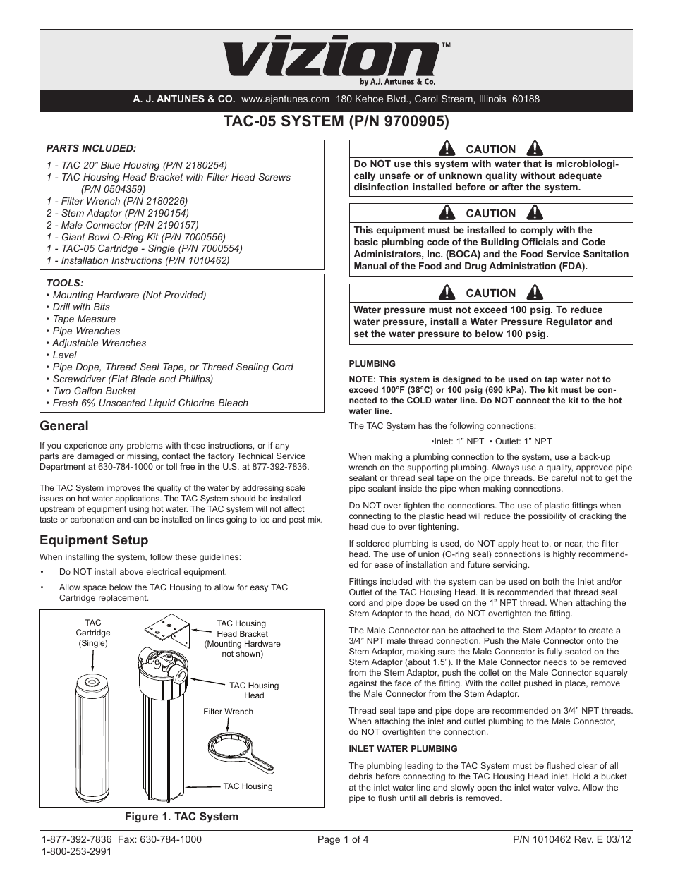 A.J. Antunes & Co TAC-05 9700905 User Manual | 4 pages