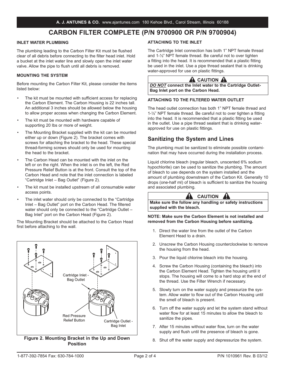 Sanitizing the system and lines | A.J. Antunes & Co C-420 9700904 User Manual | Page 2 / 4