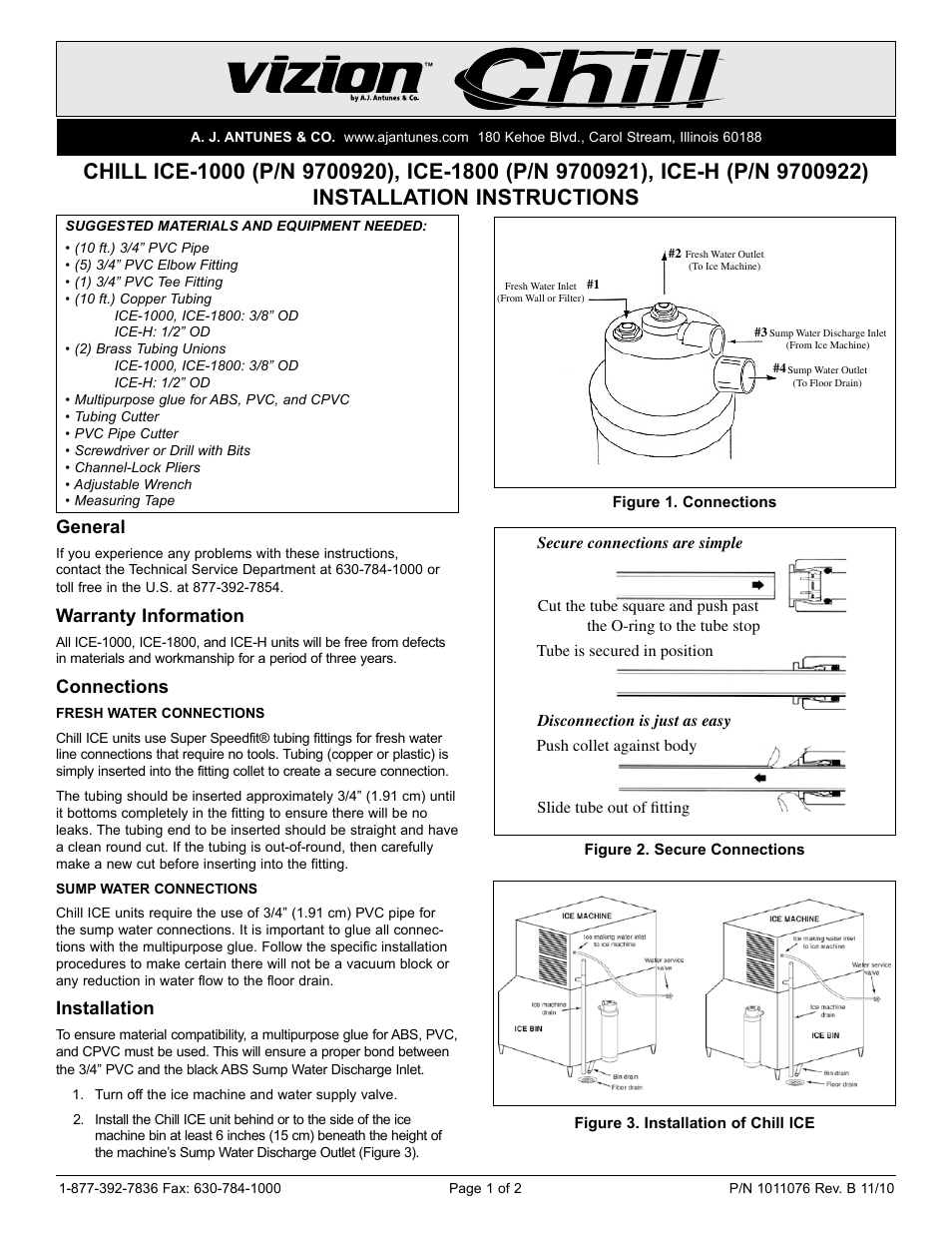 A.J. Antunes & Co ICE-H 9700922 User Manual | 2 pages