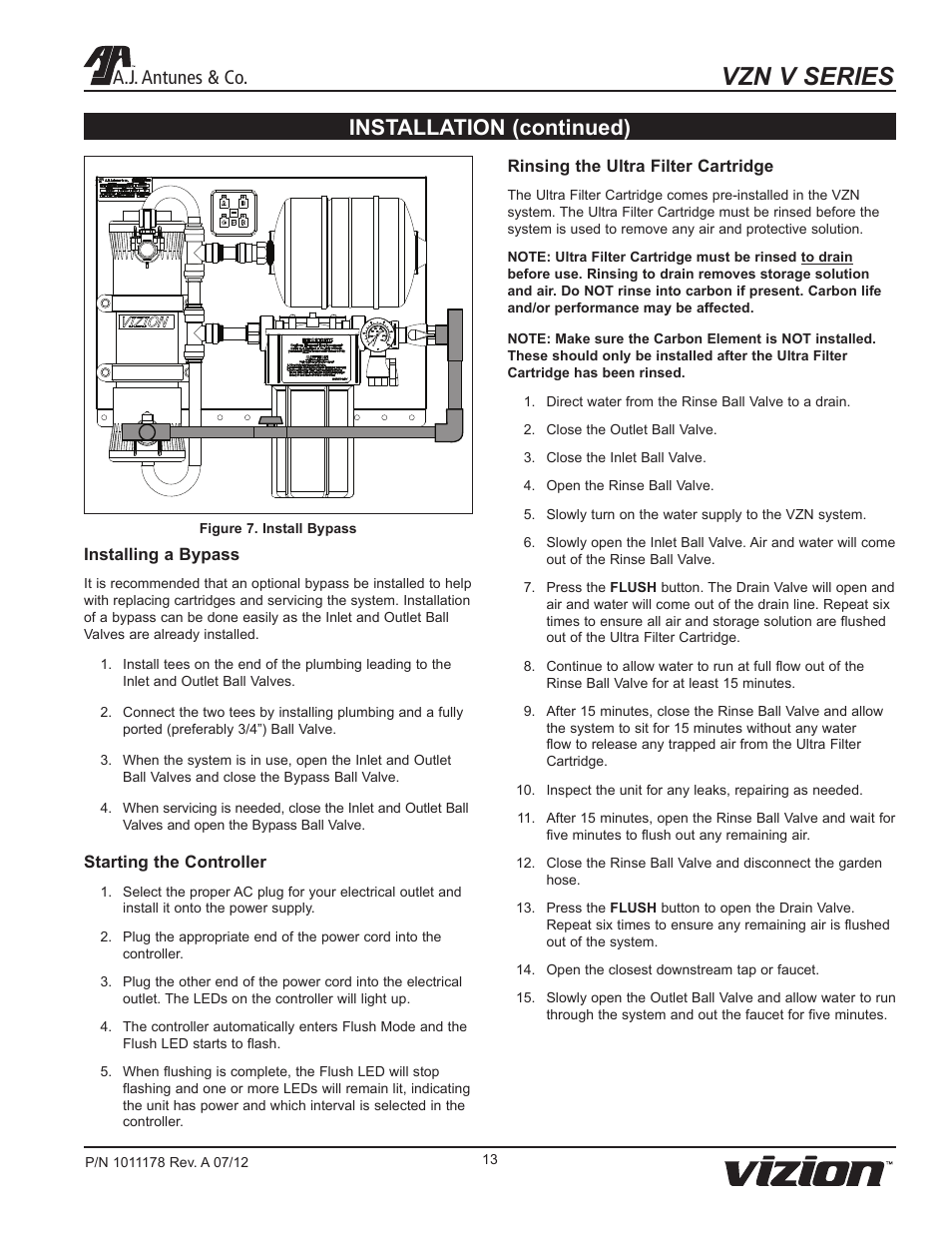 Vzn v series, Installation (continued), A.j. antunes & co | A.J. Antunes & Co VZN-411V 9700715 User Manual | Page 13 / 24