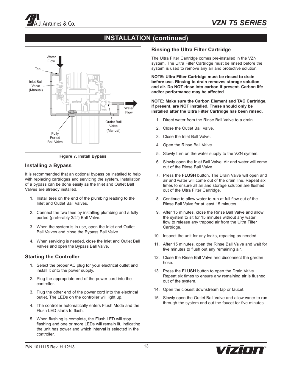 Vzn t5 series, Installation (continued) | A.J. Antunes & Co VZN-441HC-T5 9700773 User Manual | Page 13 / 24