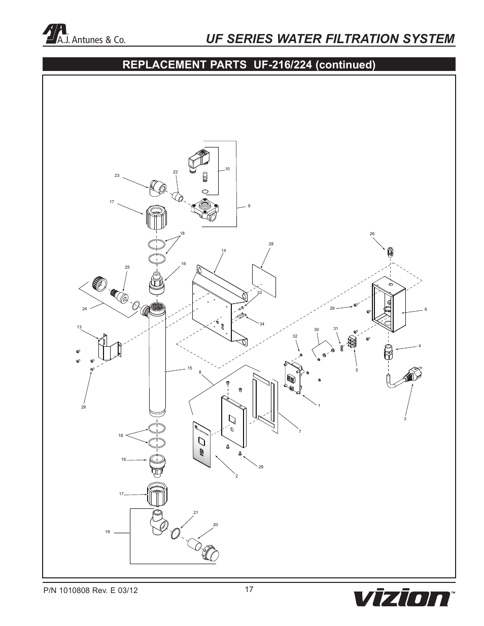 Uf series water filtration system, A.j. antunes & co | A.J. Antunes & Co UF-216 9700433 User Manual | Page 17 / 20