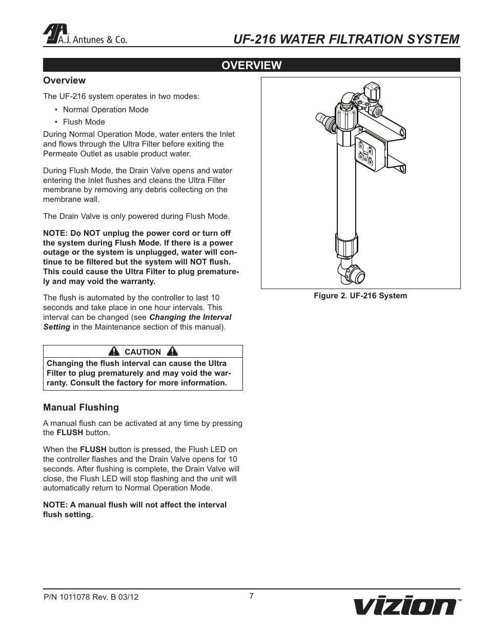 Uf-216 water filtration system, Overview | A.J. Antunes & Co UF-216 9700435 User Manual | Page 7 / 16