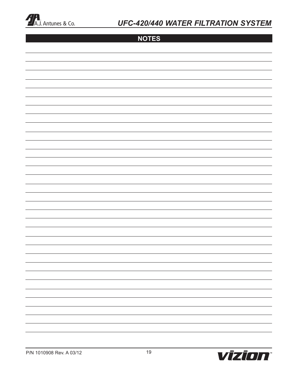 A.J. Antunes & Co UFC-440 9700616 User Manual | Page 19 / 20
