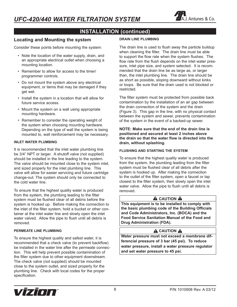 Installation (continued), A.j. antunes & co | A.J. Antunes & Co UFC-440 9700616 User Manual | Page 8 / 20