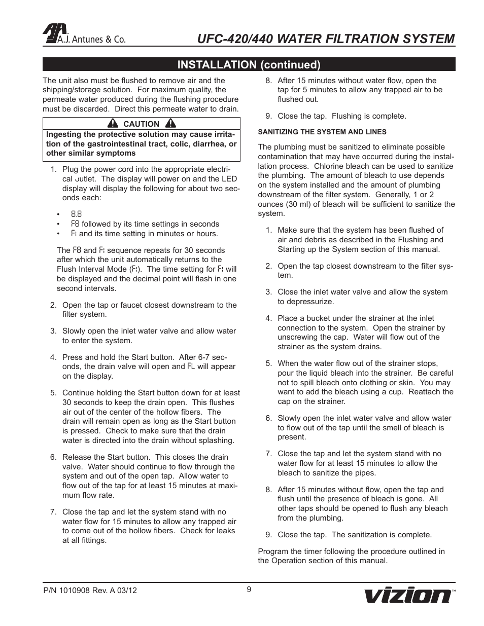 Installation (continued), A.j. antunes & co | A.J. Antunes & Co UFC-440 9700616 User Manual | Page 9 / 20