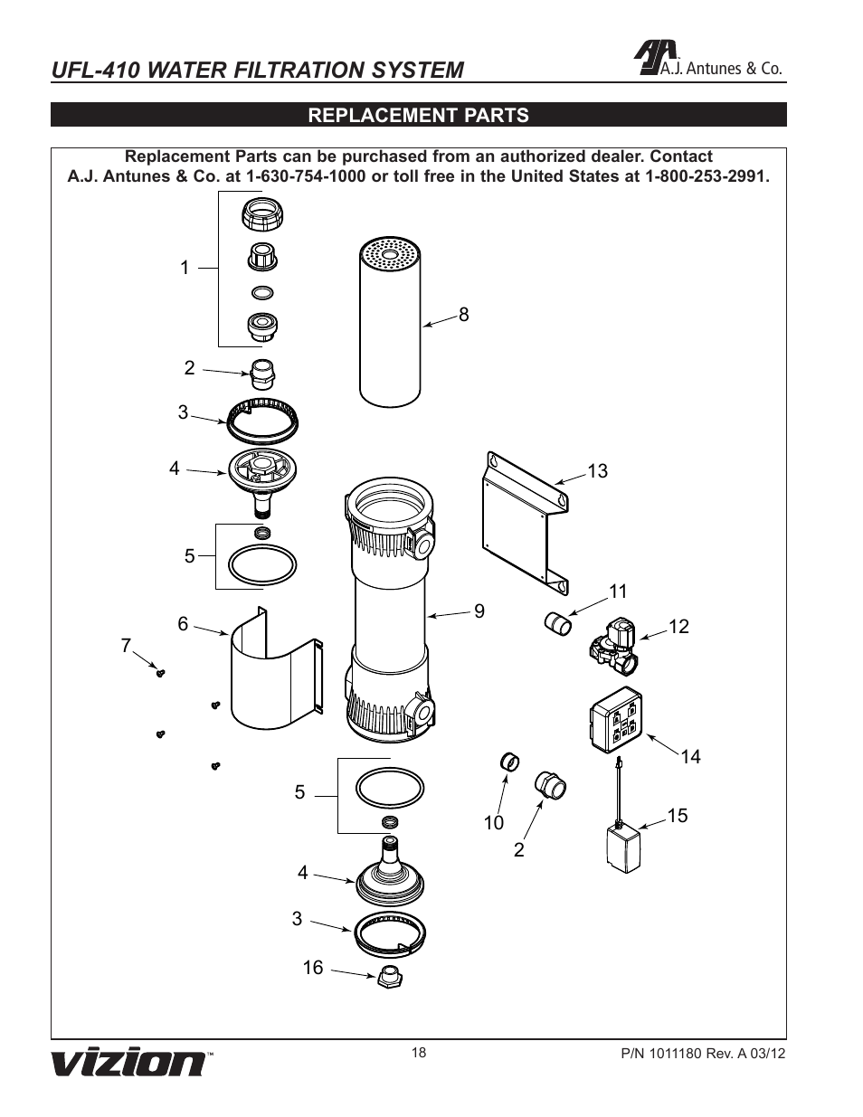 Ufl-410 water filtration system | A.J. Antunes & Co UFL-410 9700459 User Manual | Page 18 / 20