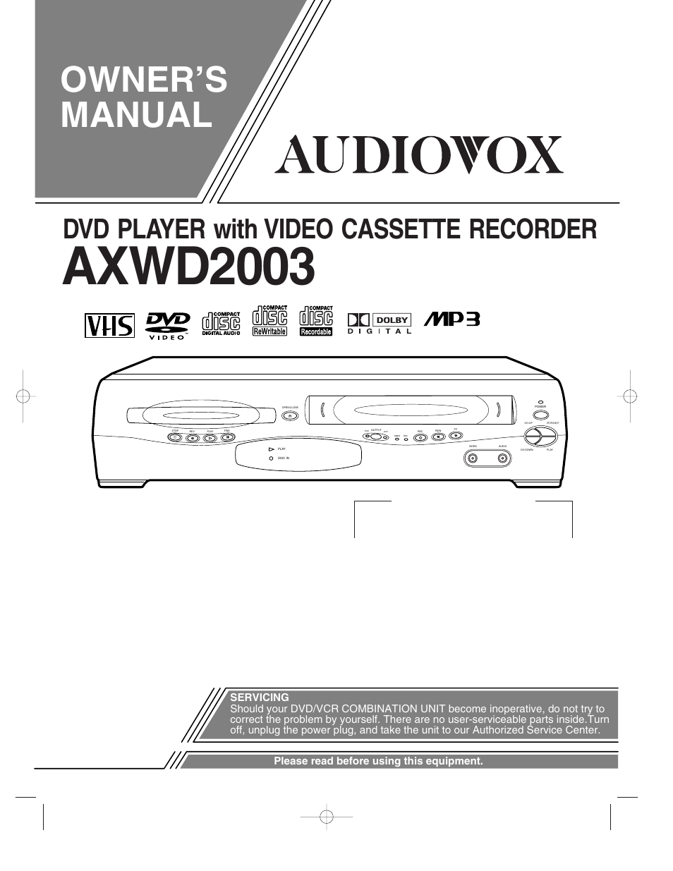 Audiovox AXWD2003 User Manual | 34 pages