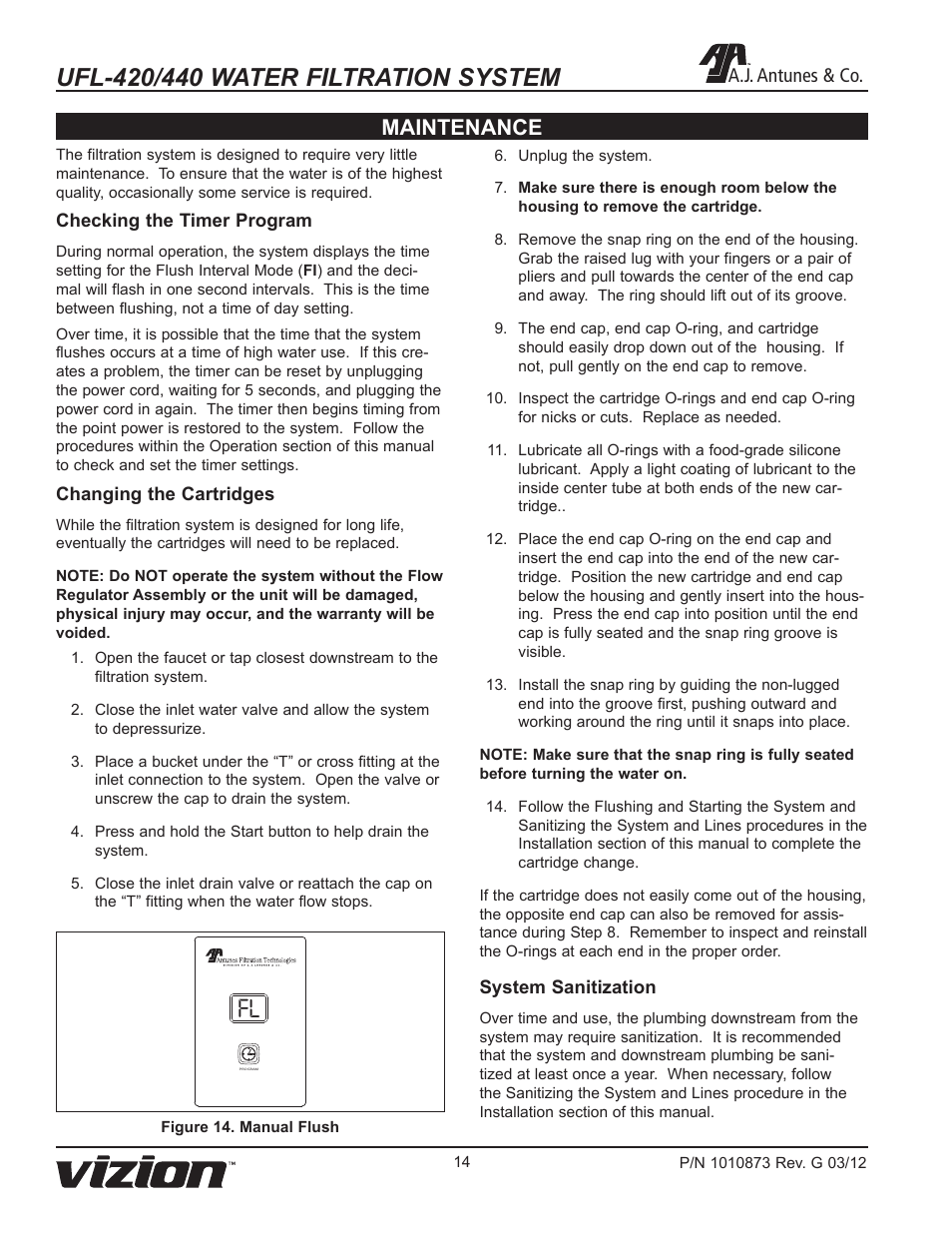 Maintenance, A.j. antunes & co | A.J. Antunes & Co UFL-440 9700479 User Manual | Page 14 / 20