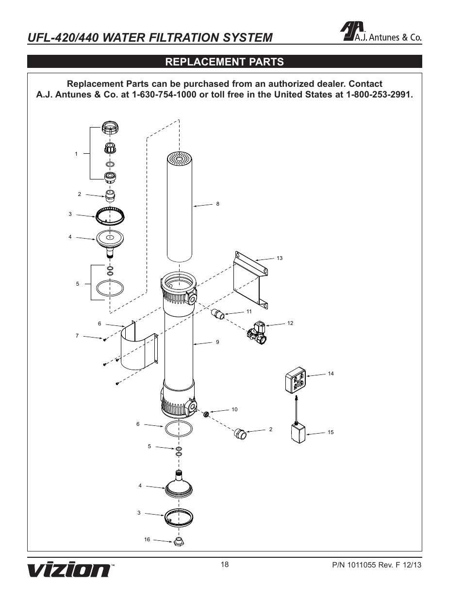 Replacement parts | A.J. Antunes & Co UFL-440 9700475 User Manual | Page 18 / 20