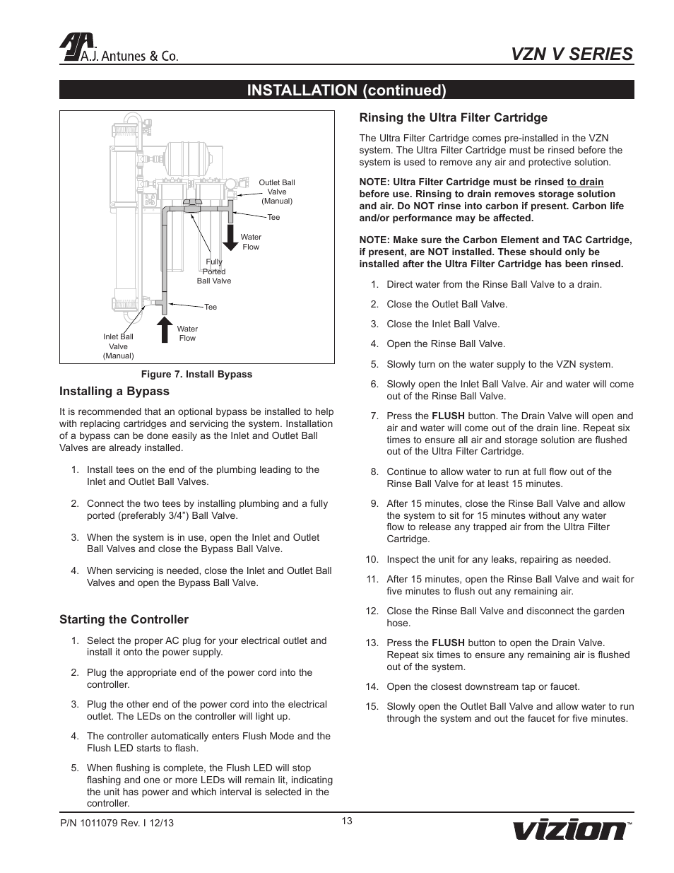 Vzn v series, Installation (continued) | A.J. Antunes & Co VZN-441V-T5 9700751 User Manual | Page 13 / 24