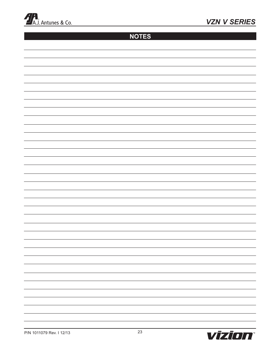 Vzn v series | A.J. Antunes & Co VZN-441V-T5 9700751 User Manual | Page 23 / 24