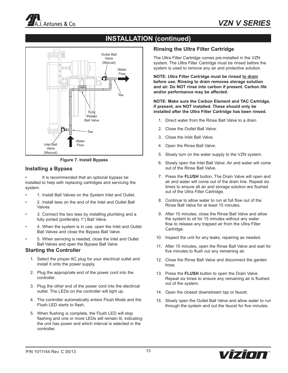 Vzn v series, Installation (continued) | A.J. Antunes & Co VZN-441V-T5 9700766 User Manual | Page 13 / 24