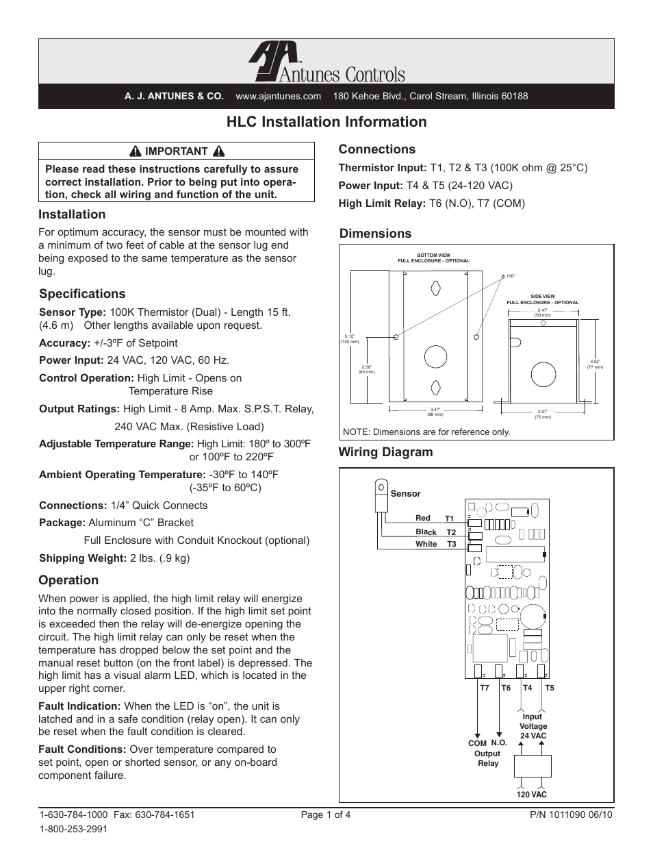 A.J. Antunes & Co HLC 8513230063 User Manual | 4 pages