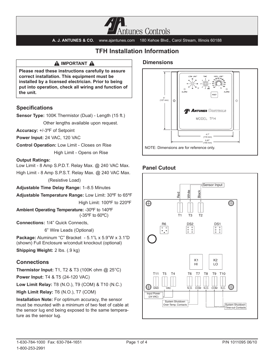 A.J. Antunes & Co TFH 8503130044 User Manual | 4 pages