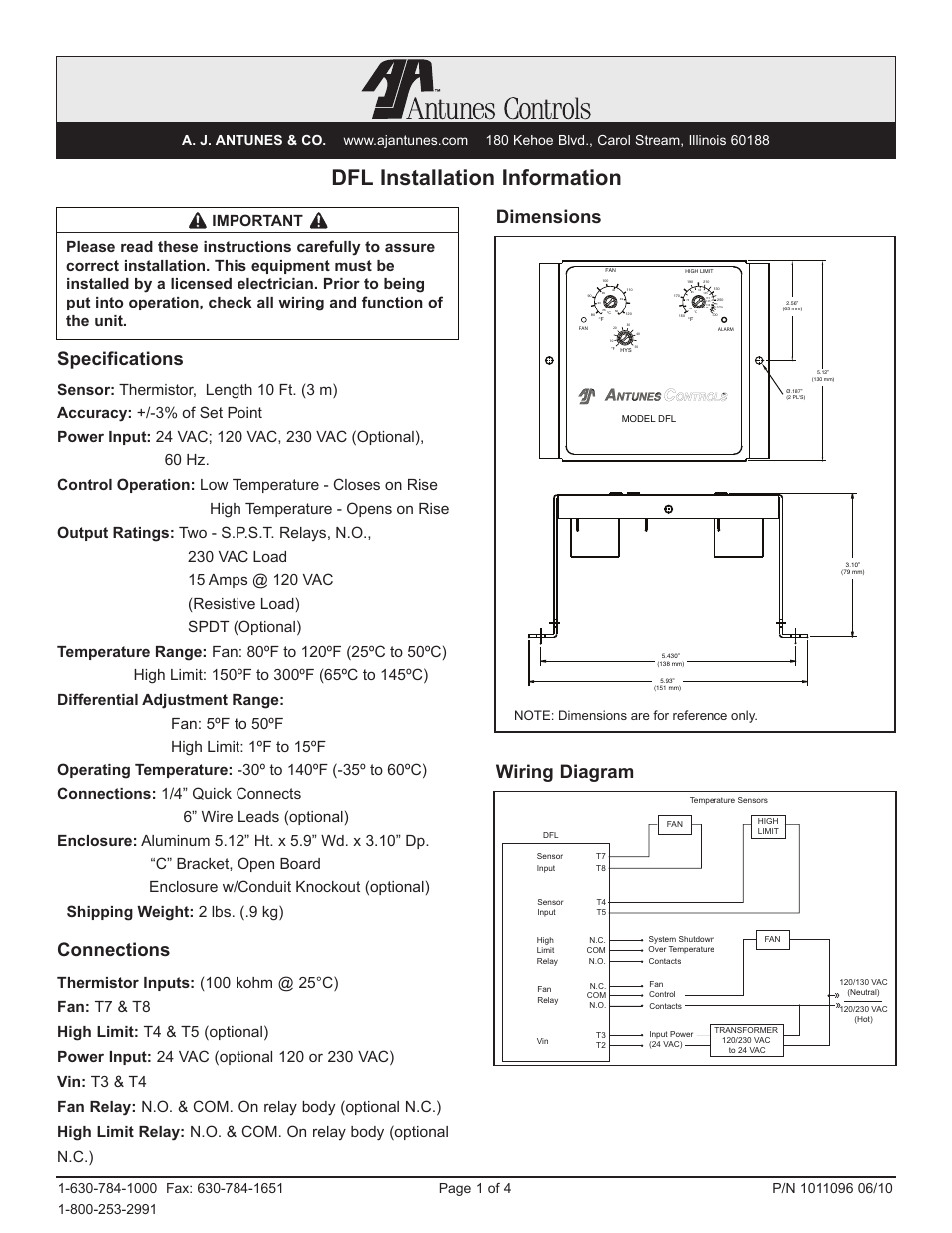 A.J. Antunes & Co DFL 8743130044 User Manual | 4 pages