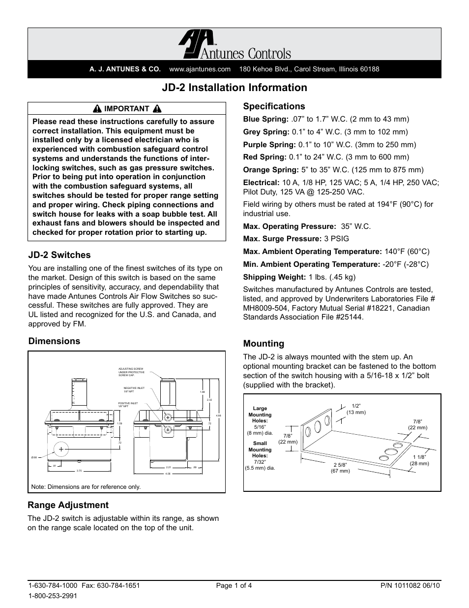 A.J. Antunes & Co JD-2O 801111315 User Manual | 4 pages