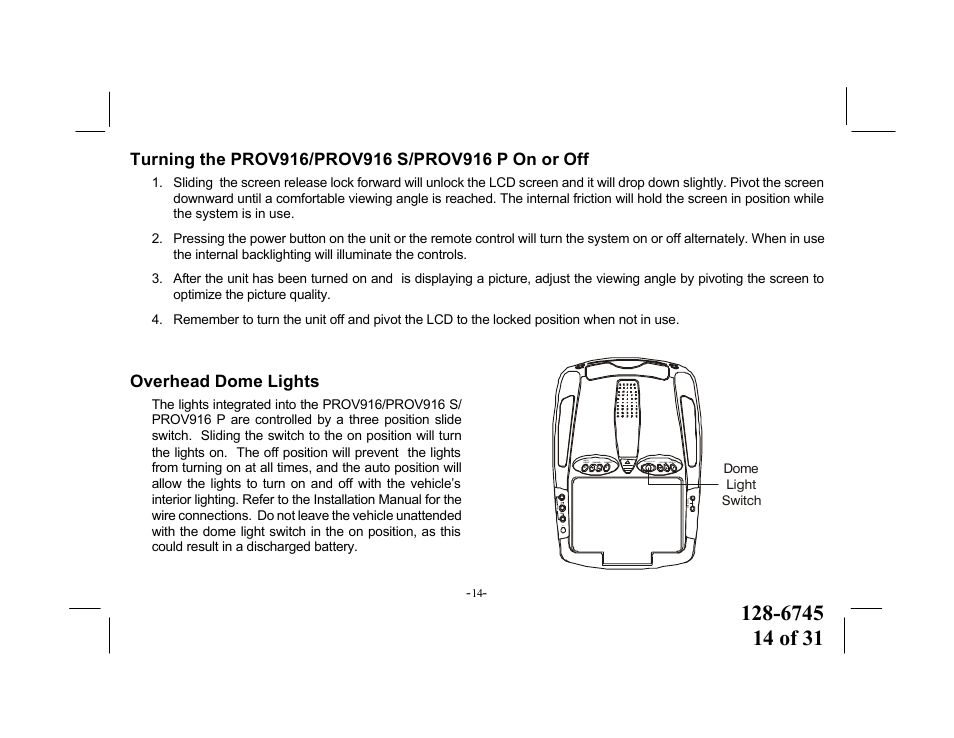 Audiovox PROV916 S User Manual | Page 14 / 31