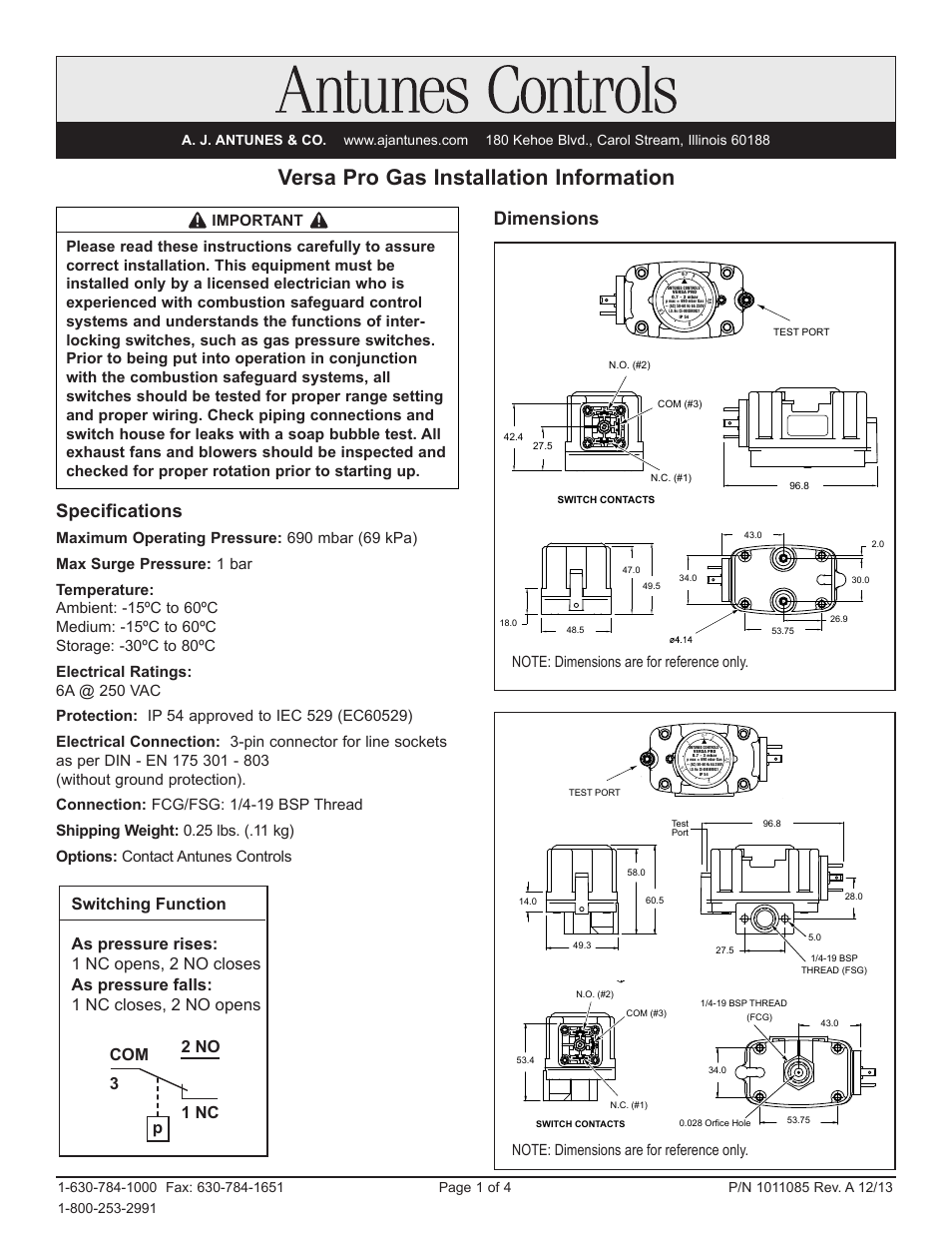 A.J. Antunes & Co FSG-500 8181015500 User Manual | 4 pages