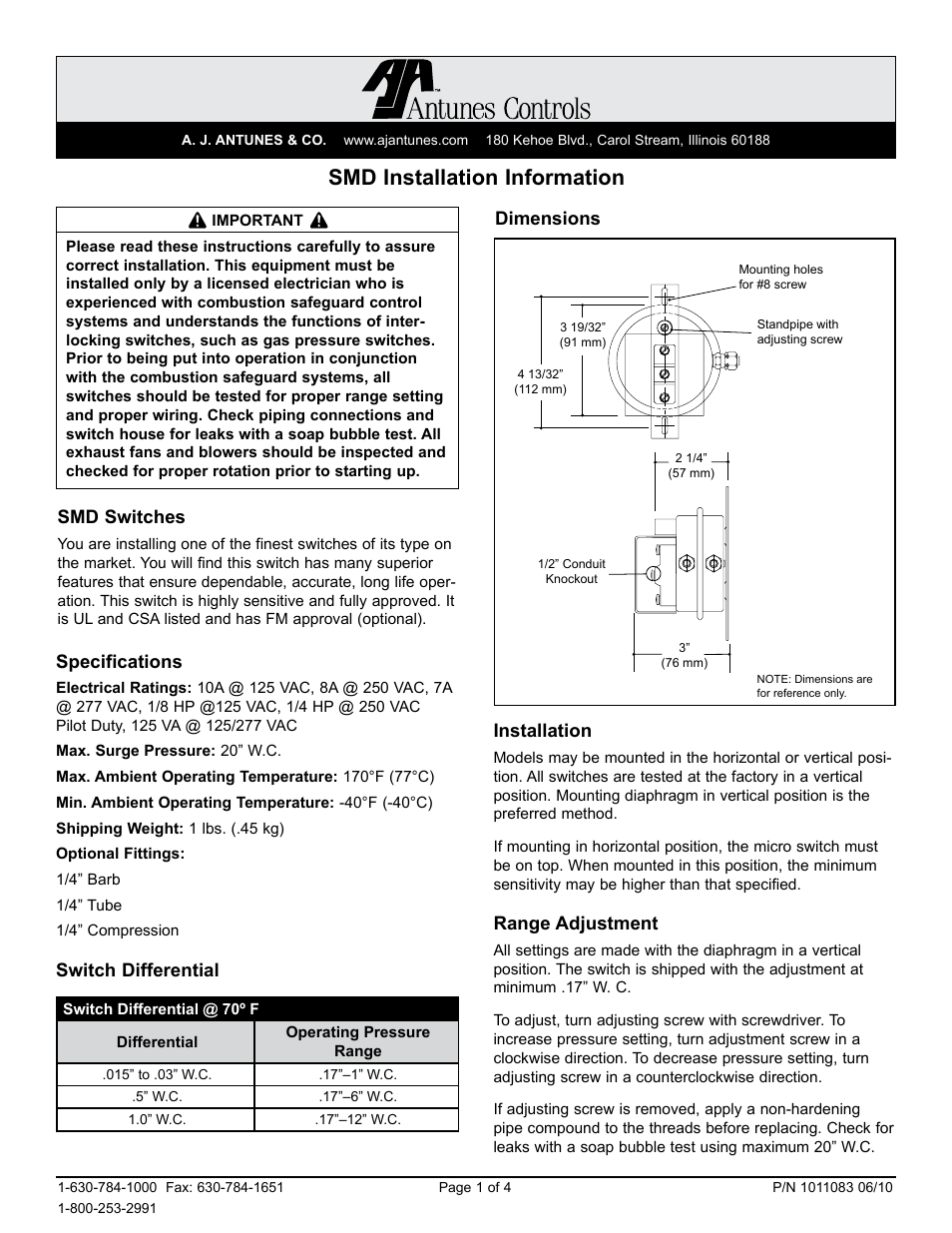 A.J. Antunes & Co SMD 8021202103 User Manual | 4 pages