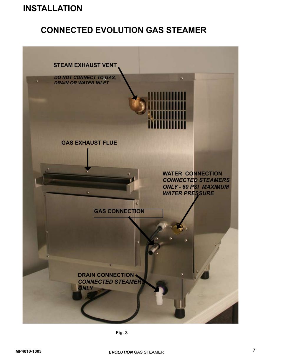 Connected evolution gas steamer installation | AccuTemp EVOLUTION GAS STEAMER User Manual | Page 13 / 31