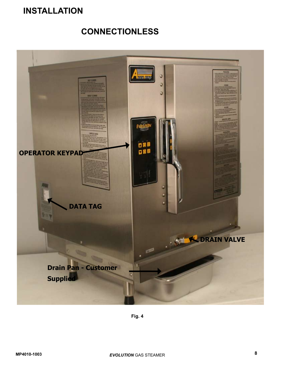 Connectionless installation | AccuTemp EVOLUTION GAS STEAMER User Manual | Page 14 / 31