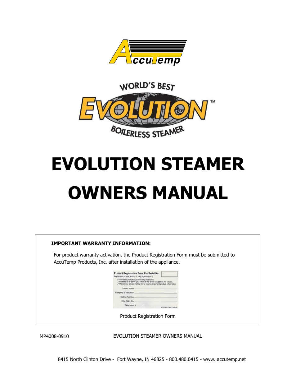 AccuTemp EVOLUTION ELECTRIC STEAMER User Manual | 21 pages