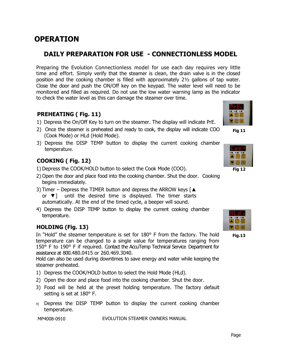 Operation, Daily preparation for use - connectionless model | AccuTemp EVOLUTION ELECTRIC STEAMER User Manual | Page 14 / 21