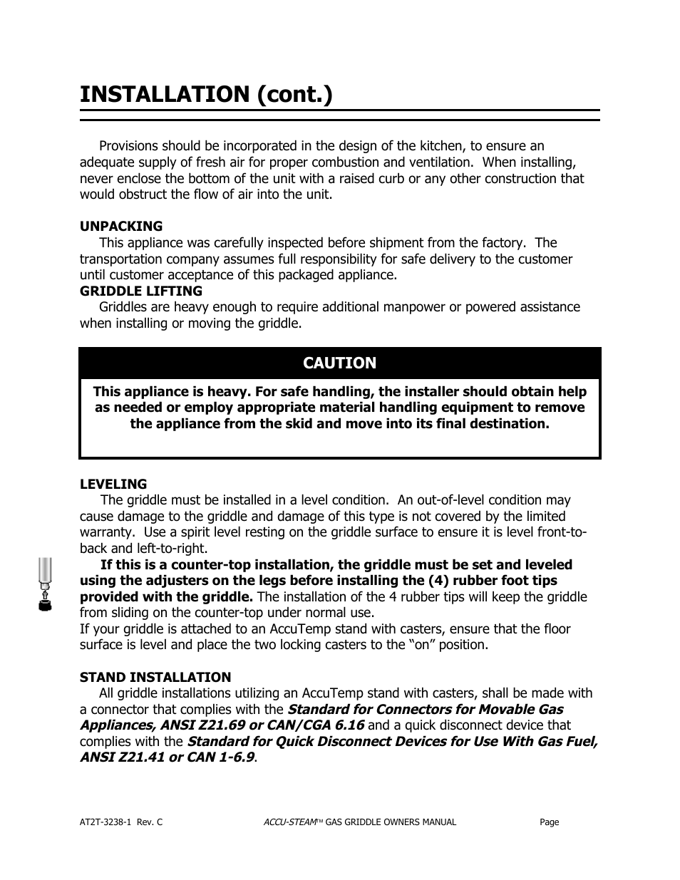 Installation (cont.) | AccuTemp ACCU-STEAM GAS GRIDDLE User Manual | Page 11 / 39
