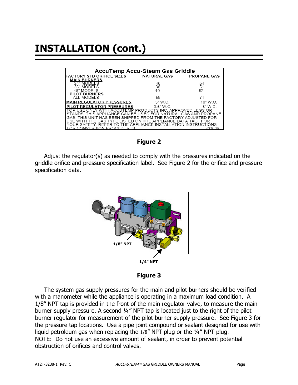 Installation (cont.) | AccuTemp ACCU-STEAM GAS GRIDDLE User Manual | Page 14 / 39