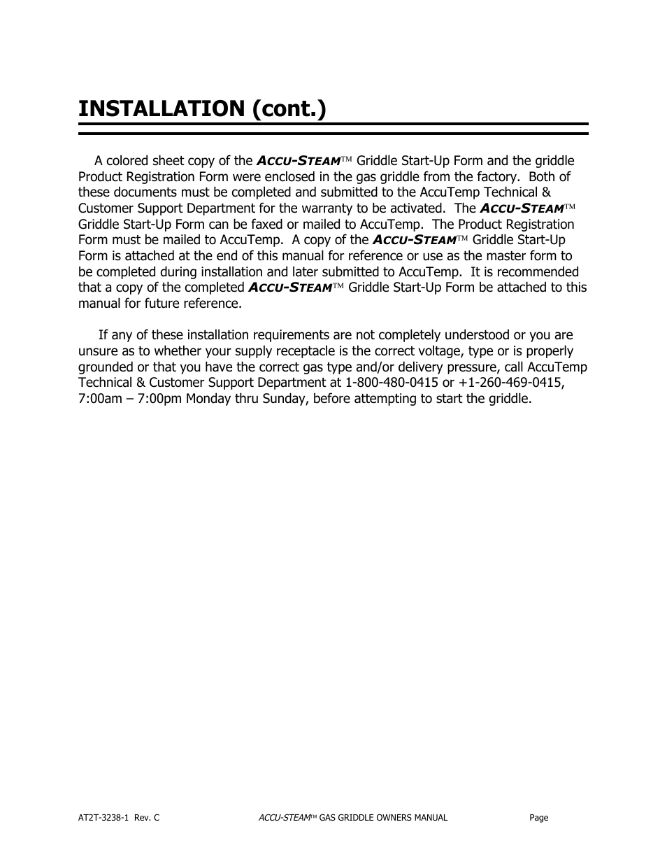 Installation (cont.) | AccuTemp ACCU-STEAM GAS GRIDDLE User Manual | Page 15 / 39