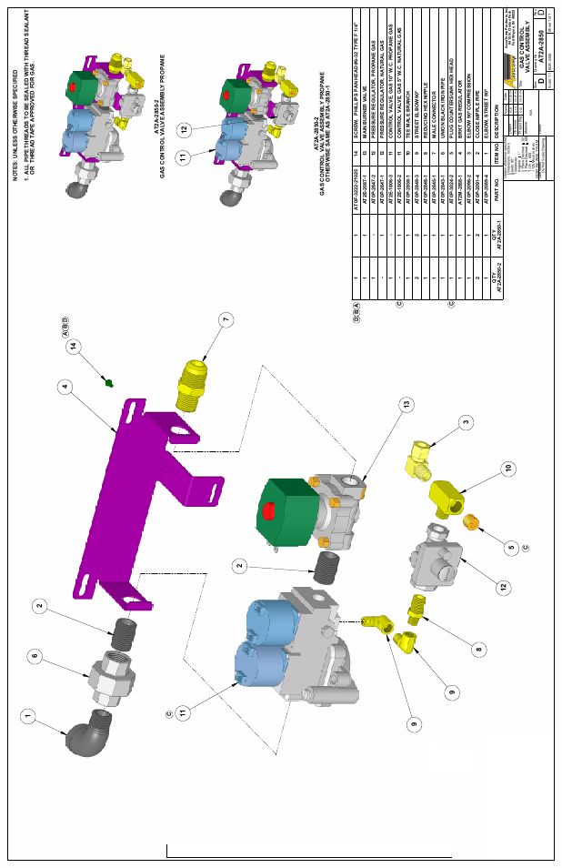 Sheet1, Drawing view1, Drawing view2 | Drawing view3, Gas griddle owners manual, Page 24/28, Ab b, Gas control valve assembly | AccuTemp ACCU-STEAM GAS GRIDDLE User Manual | Page 29 / 39