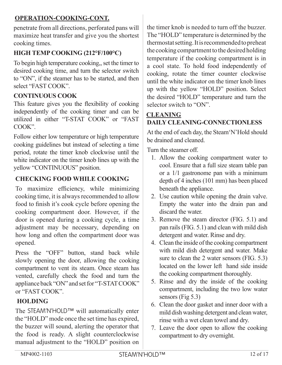 AccuTemp Steam N Hold User Manual | Page 12 / 17
