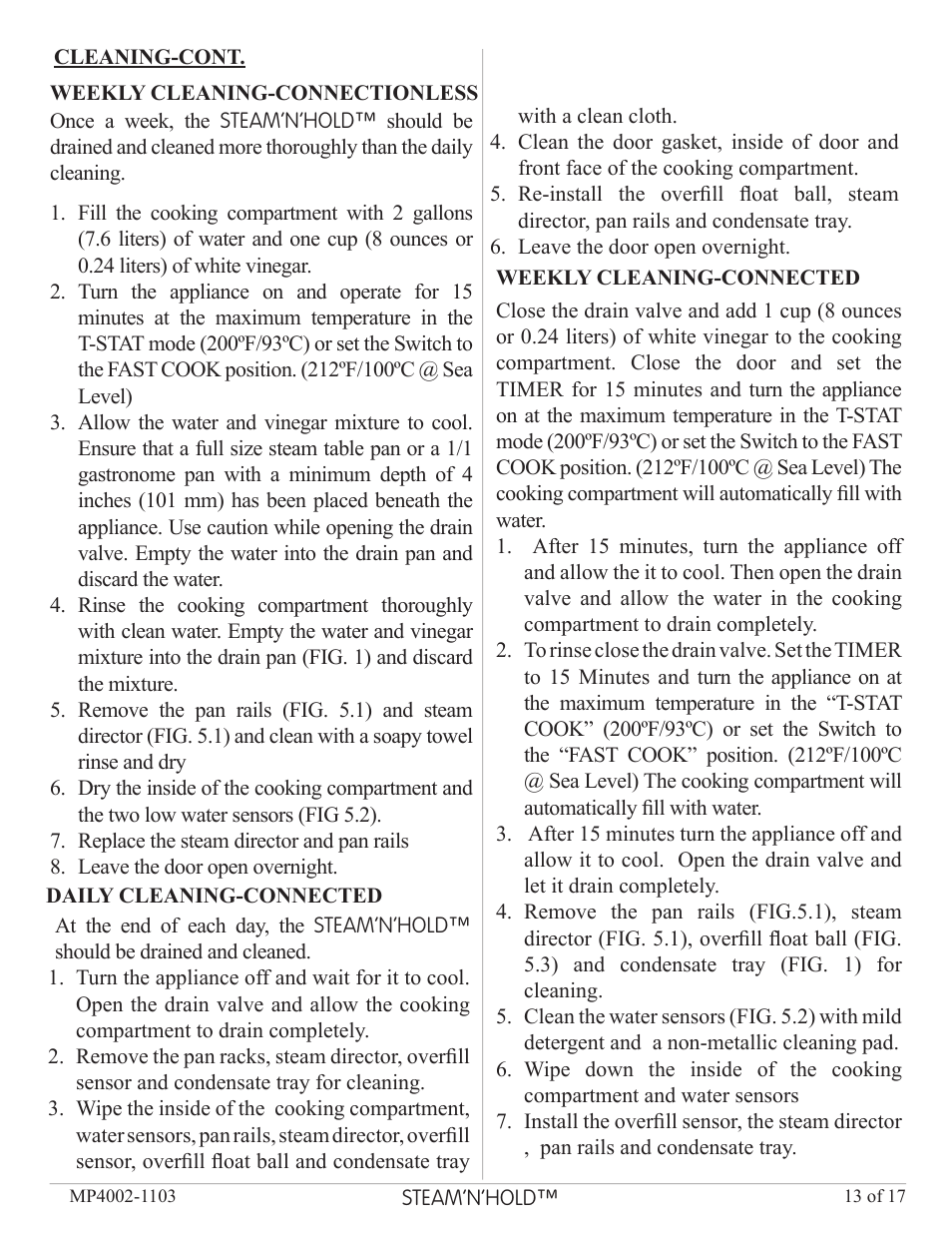 AccuTemp Steam N Hold User Manual | Page 13 / 17