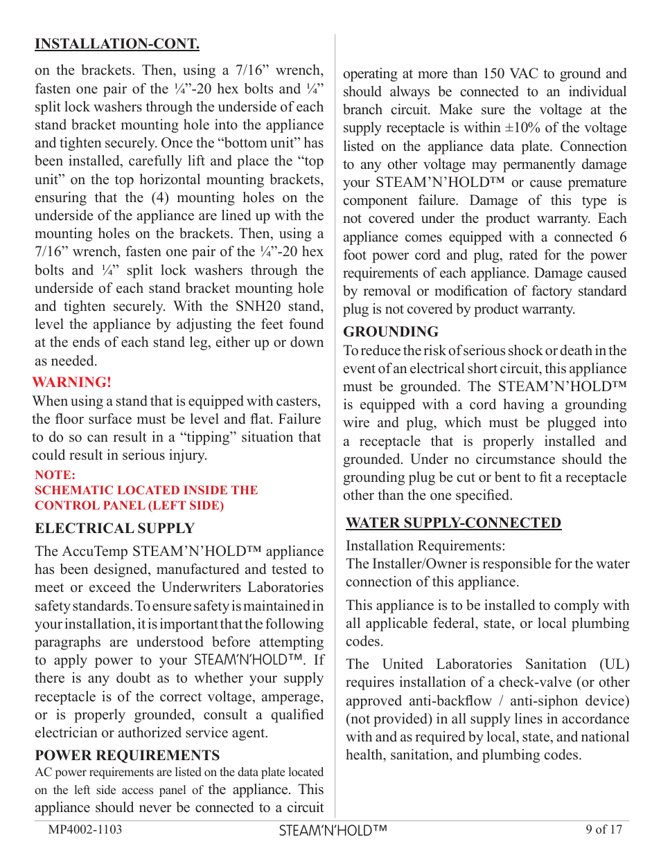 AccuTemp Steam N Hold User Manual | Page 9 / 17