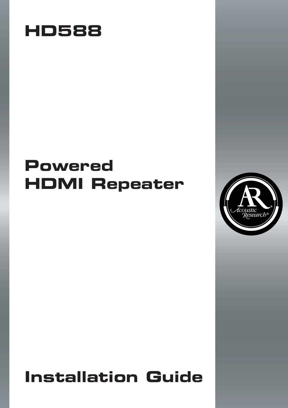 Audiovox POWERED HDMI REPEATER HD588 User Manual | 8 pages