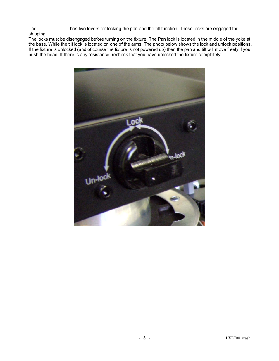 C) locks for pan and tilt | elektraLite LXE 700 Wash User Manual | Page 6 / 19