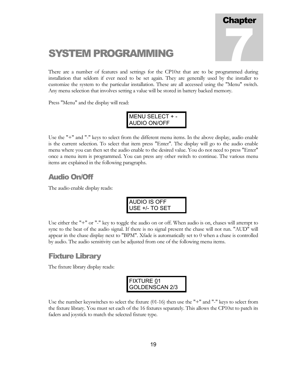 System programming | elektraLite CP10xt Manual User Manual | Page 22 / 49