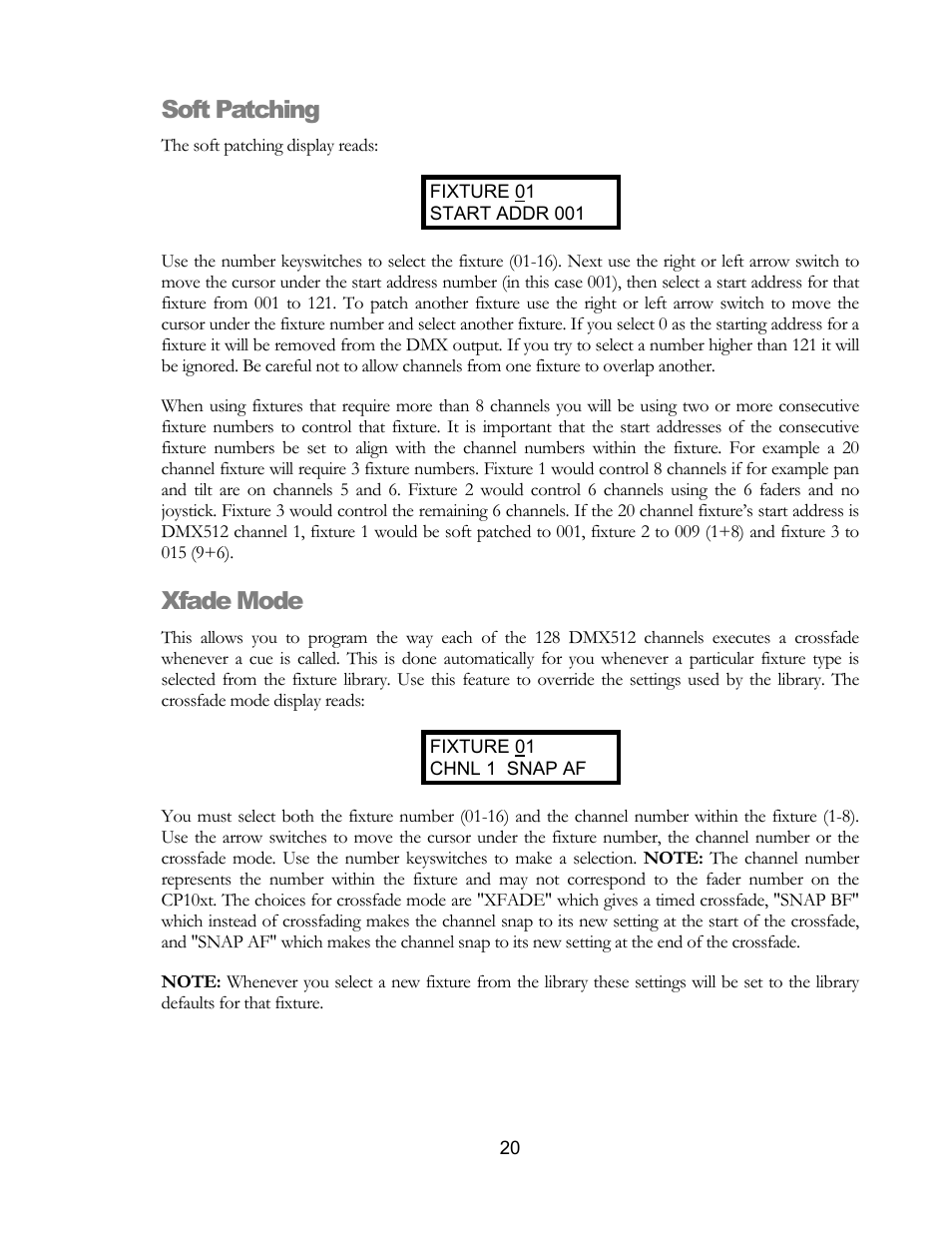 Soft patching, Xfade mode | elektraLite CP10xt Manual User Manual | Page 23 / 49