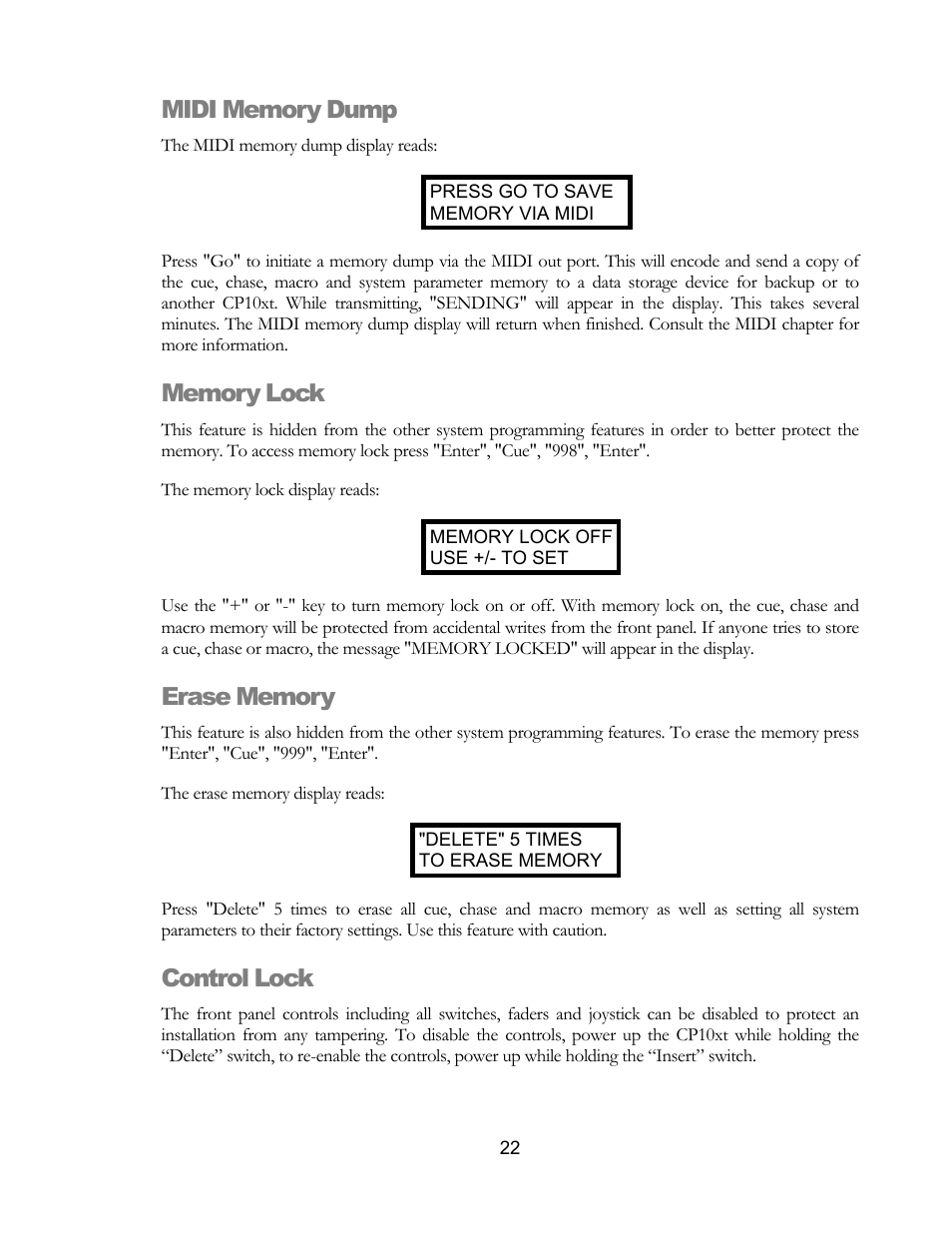 Control lock | elektraLite CP10xt Manual User Manual | Page 25 / 49