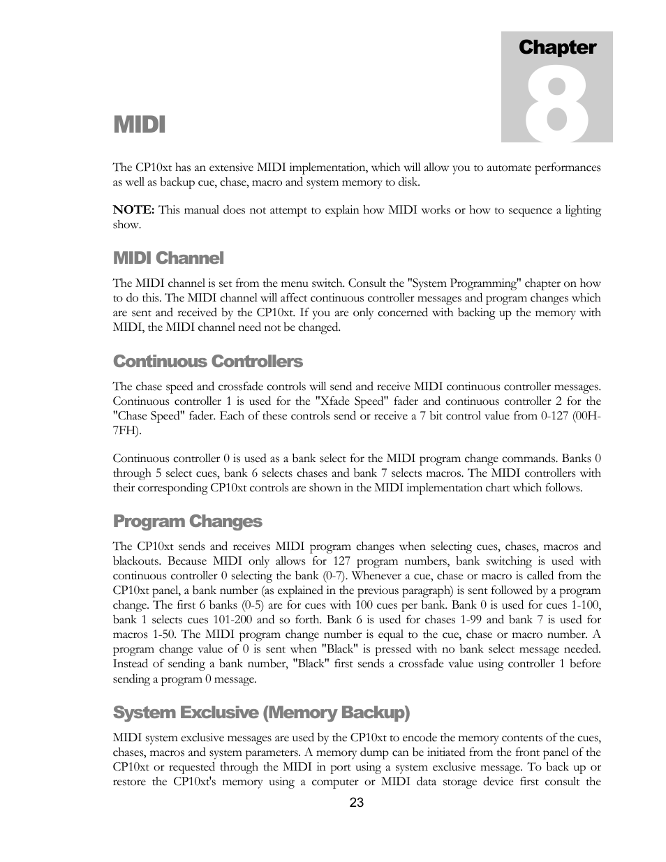 Midi | elektraLite CP10xt Manual User Manual | Page 26 / 49