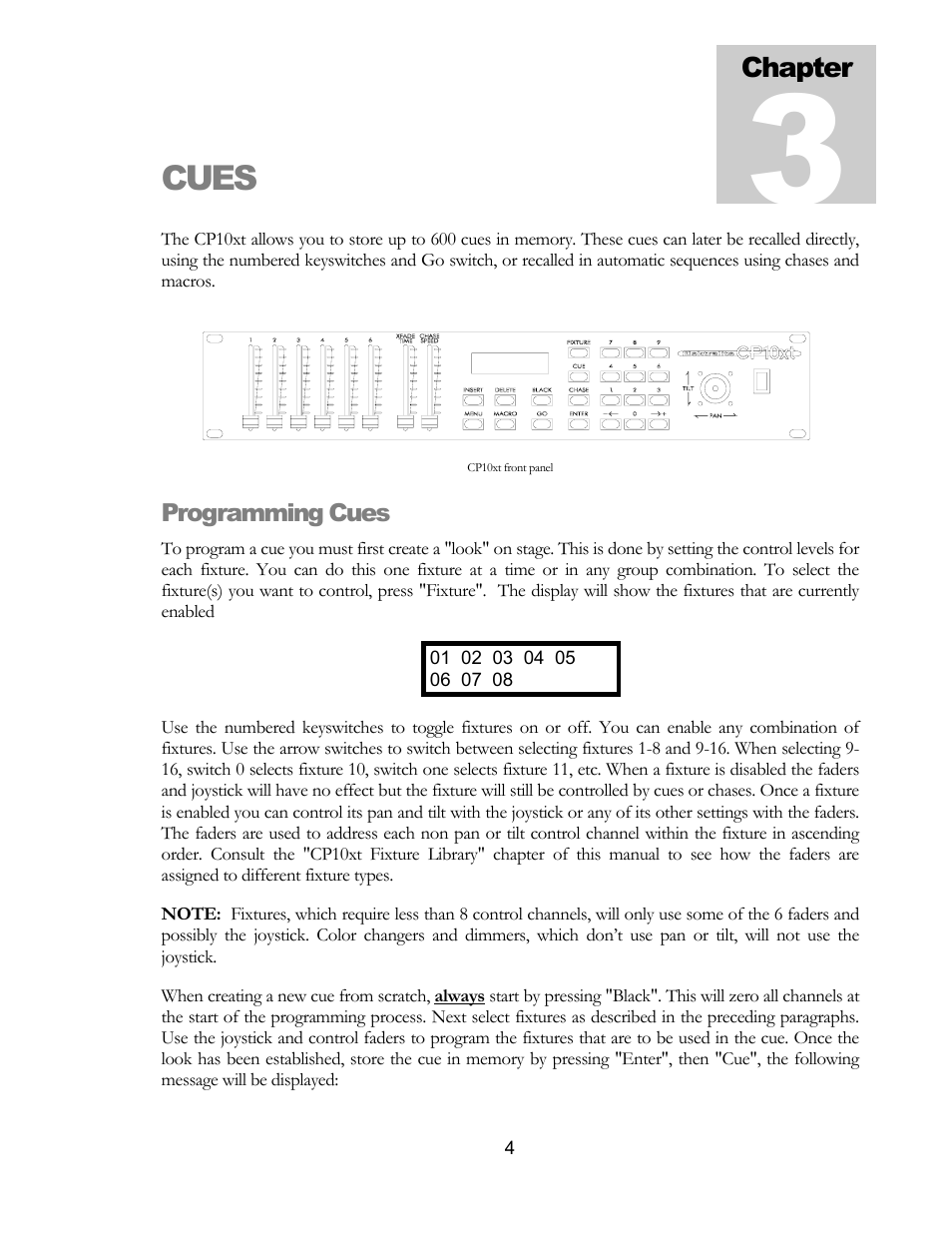 Cues | elektraLite CP10xt Manual User Manual | Page 7 / 49